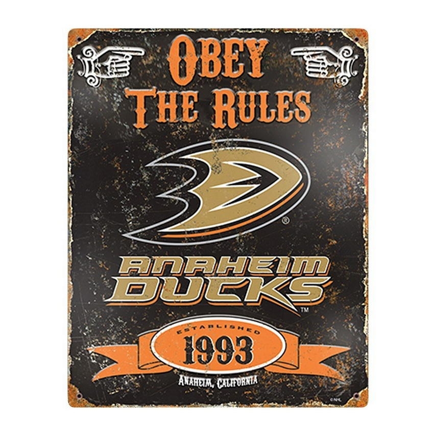 Anaheim Ducks Embossed Metal Sign