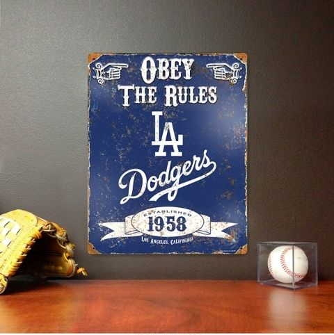 Dodgers Embossed Metal Sign 11.5" x 14.5"