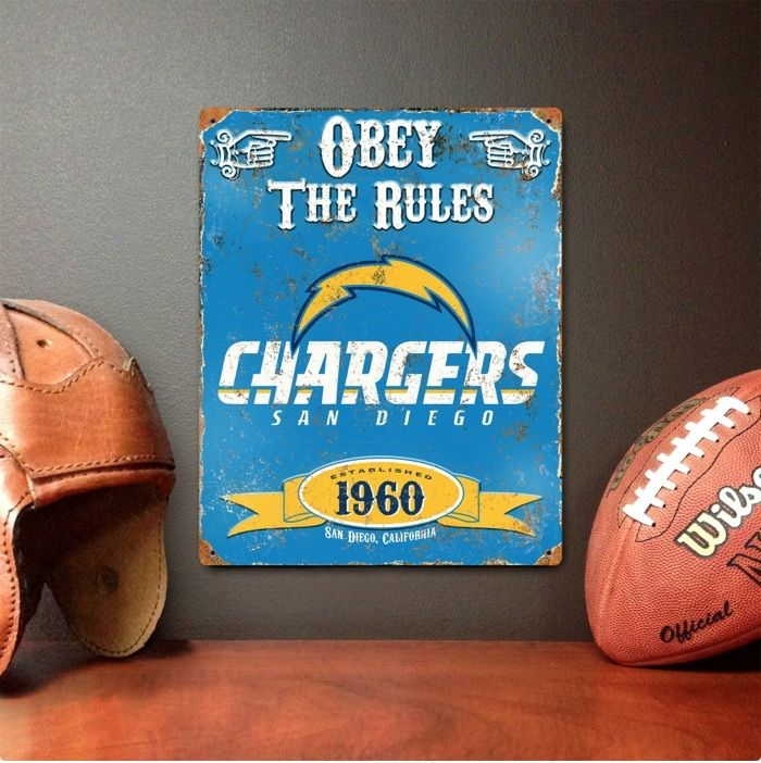 San Diego Chargers Vintage Metal Sign 11.5" x 14.5"