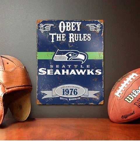 Seattle Seahawks Vintage Metal Sign 11.5" x 14.5"