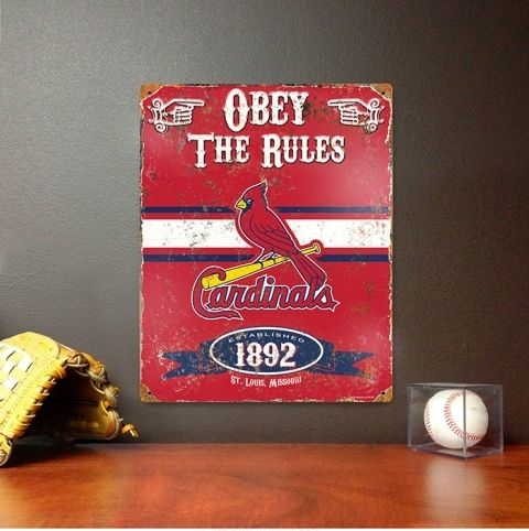 Cardinals Embossed Metal Sign 11.5" x 14.5"