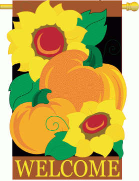 last 1-  applique Welcome Pumpkin Garden Flag