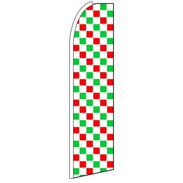 Red, White, Green Checkers Feather Flag 3' x 11.5'