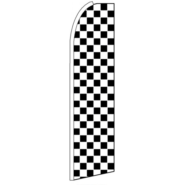 Black White Checkers Feather Flag 3' x 11.5'