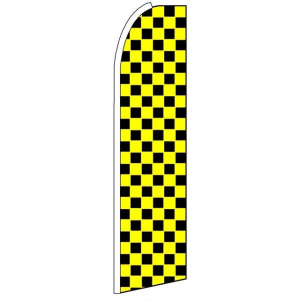 Black Yellow Checkers Feather Flag 3' x 11.5'