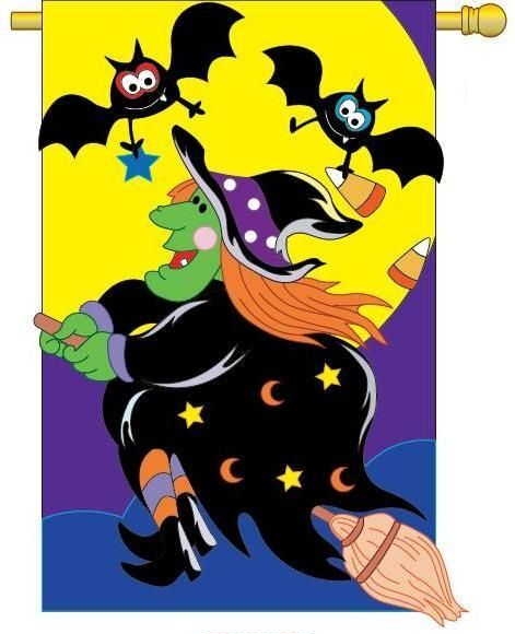 Bats & Witch Garden Flag