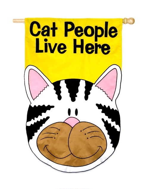 Cat People Live Here House Flag