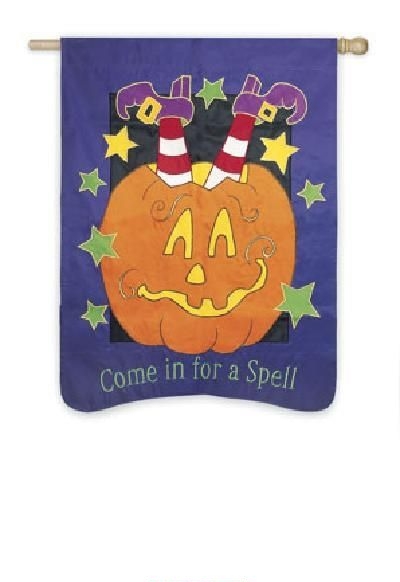 last 1 - applique Come In For A Spell Garden Flag