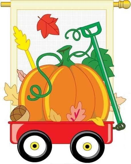 Fall Pumpkins Hand Wagon Garden Flag