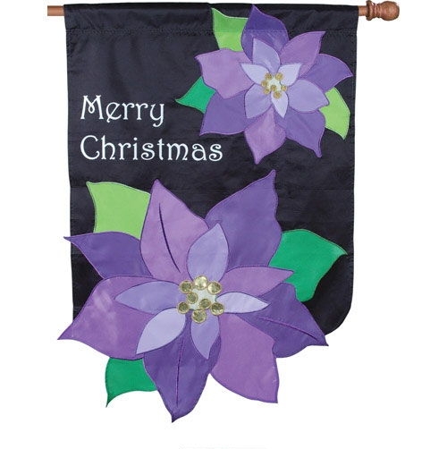 Glitter Poinsettia House Flag