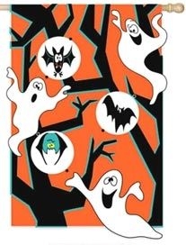 Halloween Bats and Ghost Garden Flag