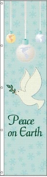 2.5' x 10' Peace On Earth Doves Seasonal Tall Flag
