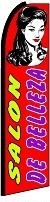Salon De Belleza (Sideways, Black Sleeve) Feather Flag 2.5' x 11