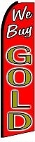 We Buy Gold (Black Sleeve) Feather Flag 2.5' x 11.5'