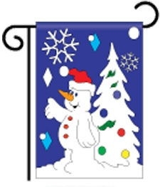 1 left - applique Snowing Garden Flag