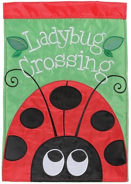 Ladybug Crossing Double Applique Garden Flag
