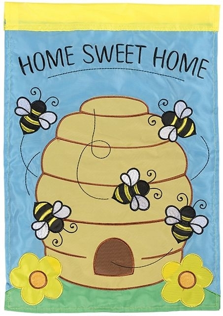 Home Sweet Beehive Double Applique Garden Flag