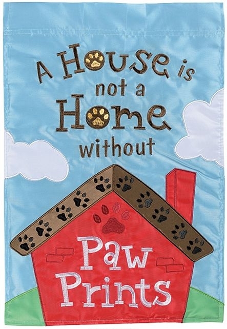 Paw Prints Double Applique House Flag