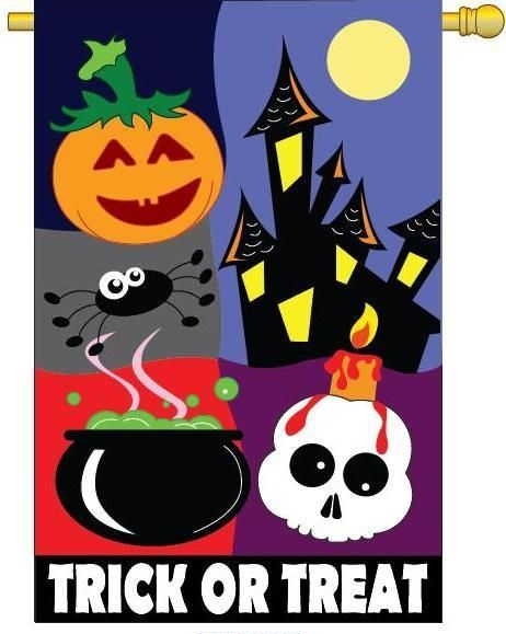 Trick Or Treat Night Garden Flag