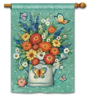 Watering Can Bouquet House Flag - 1 left
