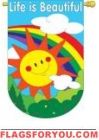 1 left - applique Life Is Beautiful Garden Flag