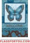 last 1 - Blue Patterned Butterfly House Flag