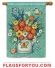 7 left - Watering Can Bouquet House Flag