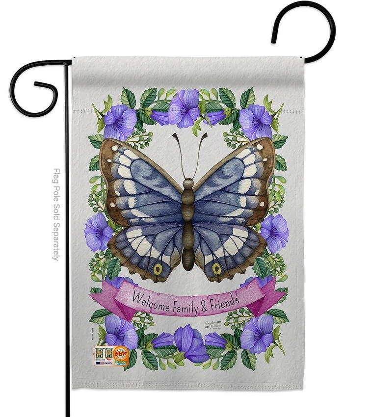 Floral Butterfly Garden Flag