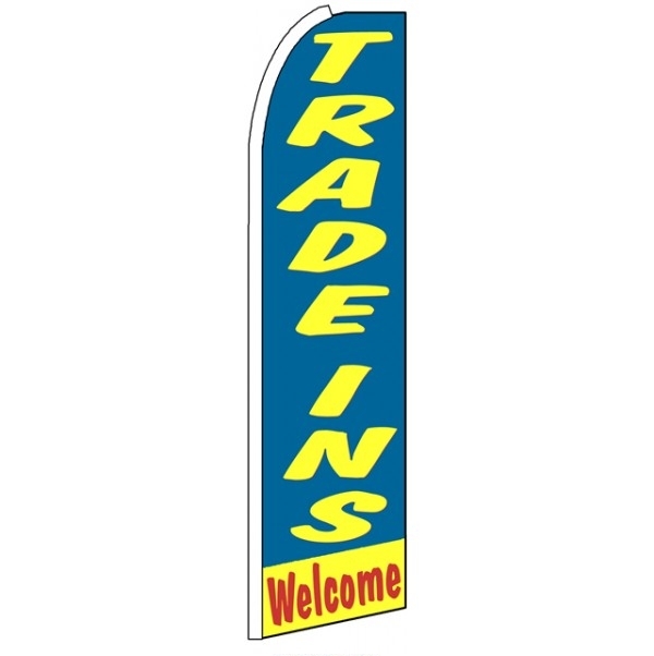 Trade Ins Welcome Wind Feather Flag 3\' x 11.5\'