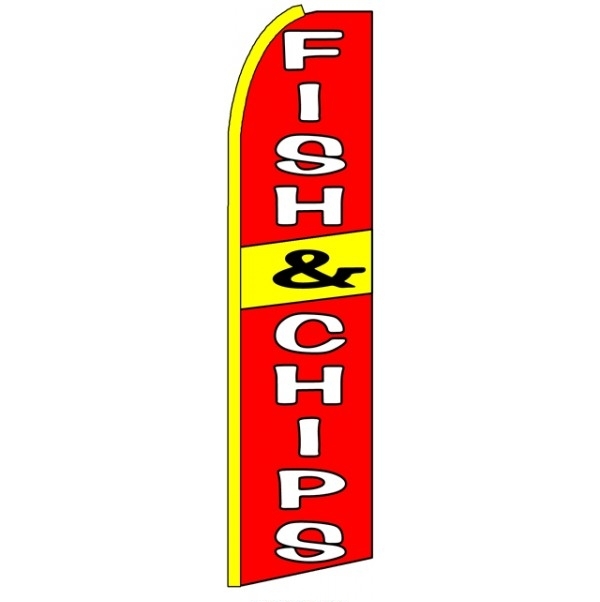 Fish & Chips Feather Flag 3\' x 11.5\'