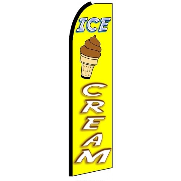 Ice Cream (Black Sleeve) Feather Flag 3\' x 11.5\'