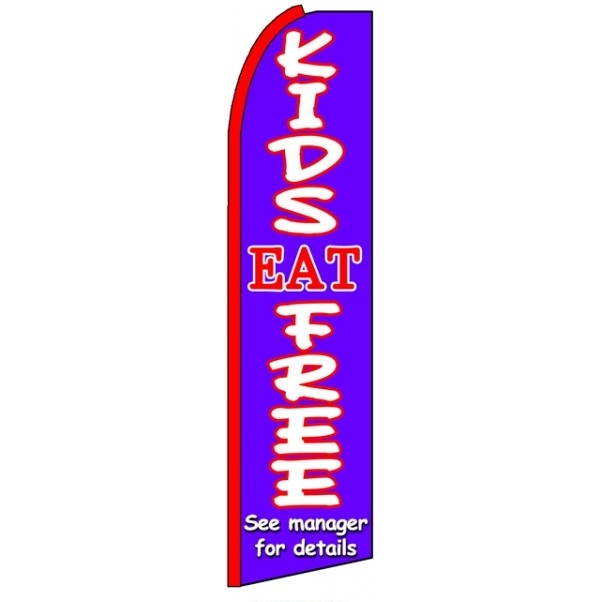 Kids Eat Free Feather Flag 3\' x 11.5\'