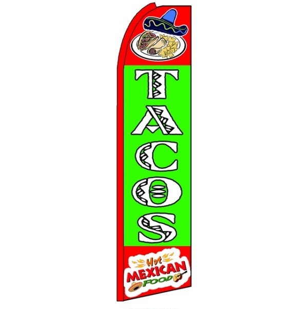 Tacos (Red Sleeve) Feather Flag 3\' x 11.5\'