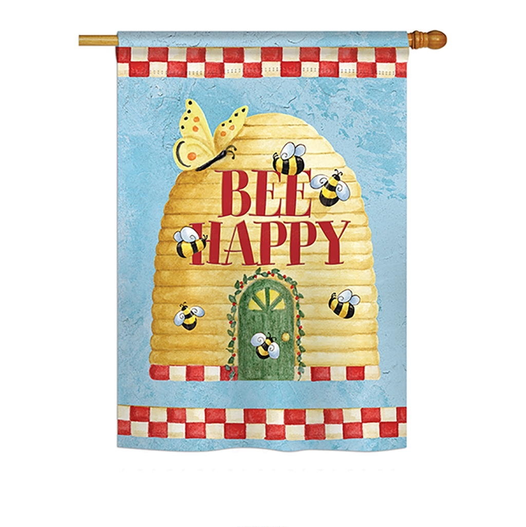 Bee Happy Hive House Flag
