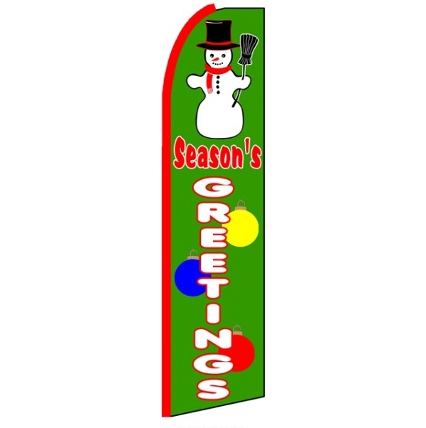 Season's Greetings Feather Flag 3' x 11.5' & more garden flags at ...