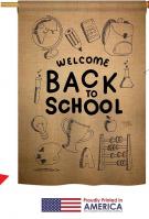 Welcome Back To School Burlap House Flag