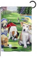 Golfing Puppies Garden Flag