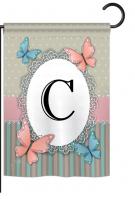 Butterflies C Monogram Garden Flag