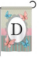 Butterflies D Monogram Garden Flag