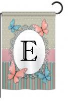 Butterflies E Monogram Garden Flag