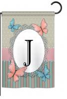 Butterflies J Monogram Garden Flag