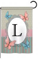 Butterflies L Monogram Garden Flag