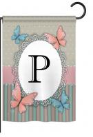 Butterflies P Monogram Garden Flag