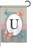 Butterflies U Monogram Garden Flag