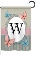 Butterflies W Monogram Garden Flag