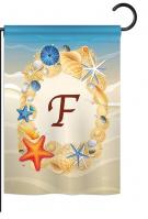 Summer F Monogram Garden Flag