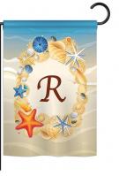 Summer R Monogram Garden Flag