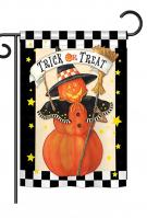 Jack-O-Lantern Witch Garden Flag